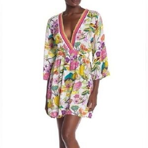 NWT Trina Turk Key West Botanical Plunge Cover-Up Dress Medium